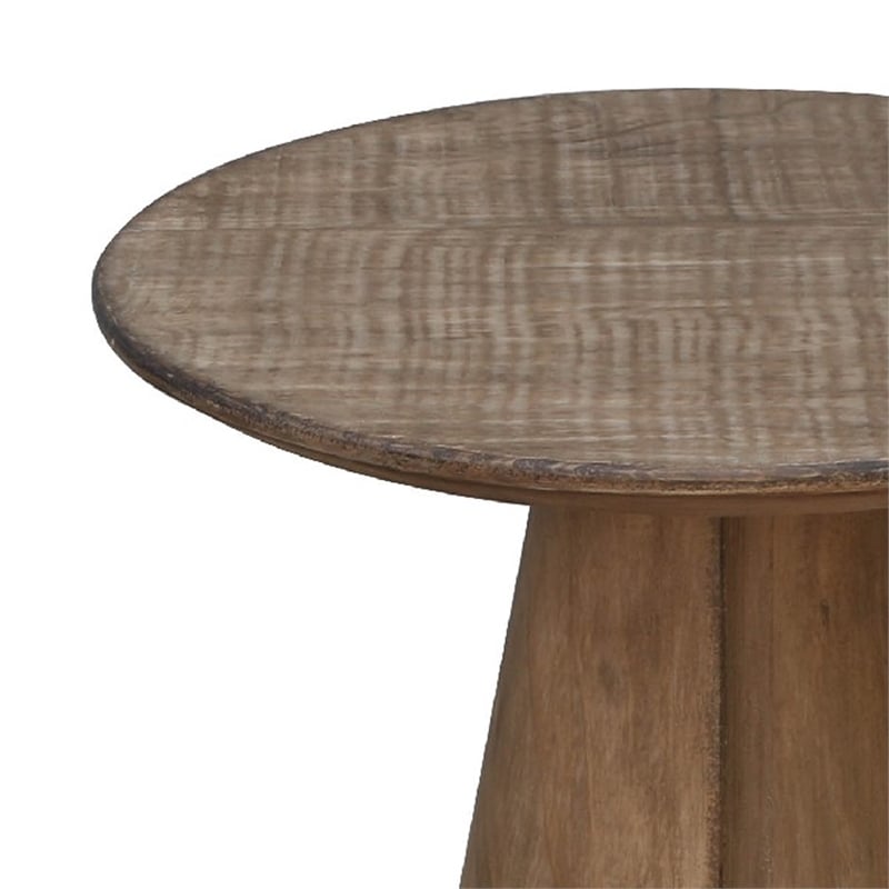Rela Side End Table-22 Inch Round Top w Tapered Base-Antique Brown