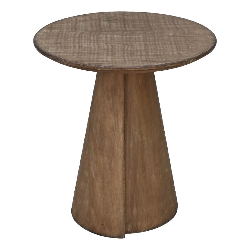 Rela Side End Table-22 Inch Round Top w Tapered Base-Antique Brown