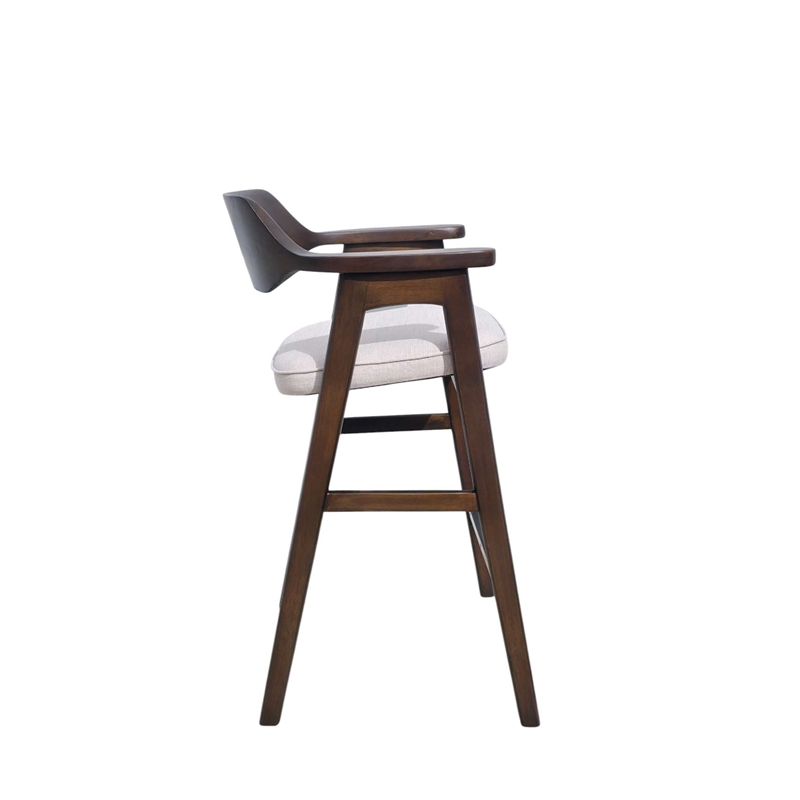Zsy Barstool Chair w Curved Back-Java Brown Birch Wood-Sand White