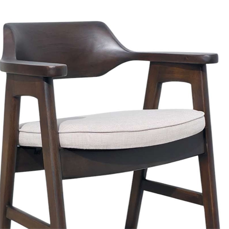 Zsy Barstool Chair w Curved Back-Java Brown Birch Wood-Sand White