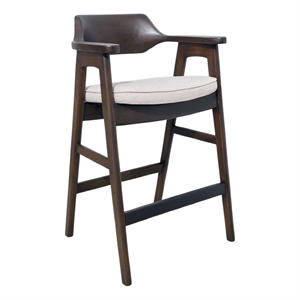 Zsy Barstool Chair w Curved Back-Java Brown Birch Wood-Sand White