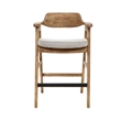 Zsy Barstool Chair w Curved Back-Natural Brown Birch Wood-Anew Gray