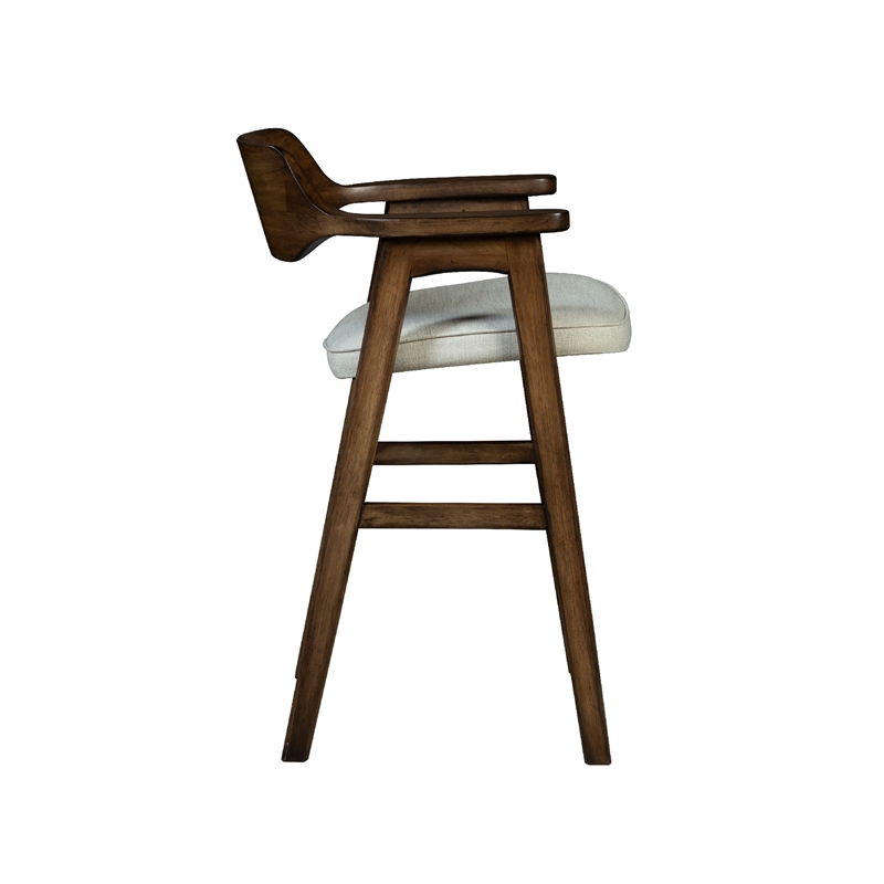 Zsy Counter Stool Chair-Open Back-Java Brown Birch Wood-Sand White
