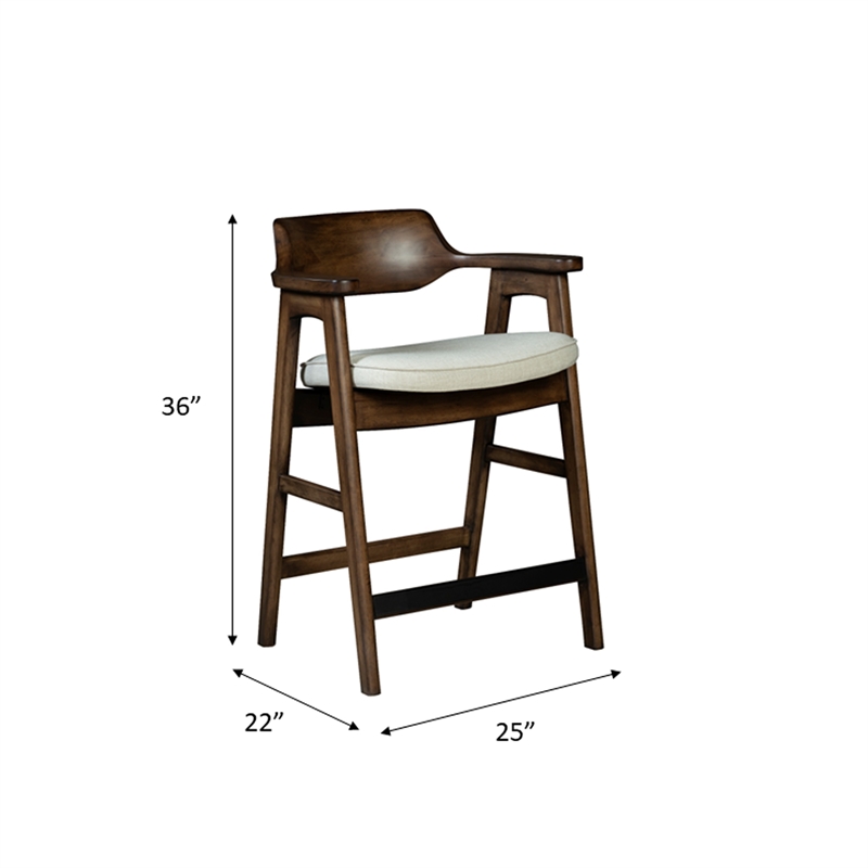 Zsy Counter Stool Chair-Open Back-Java Brown Birch Wood-Sand White