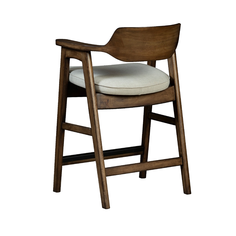 Zsy Counter Stool Chair-Open Back-Java Brown Birch Wood-Sand White