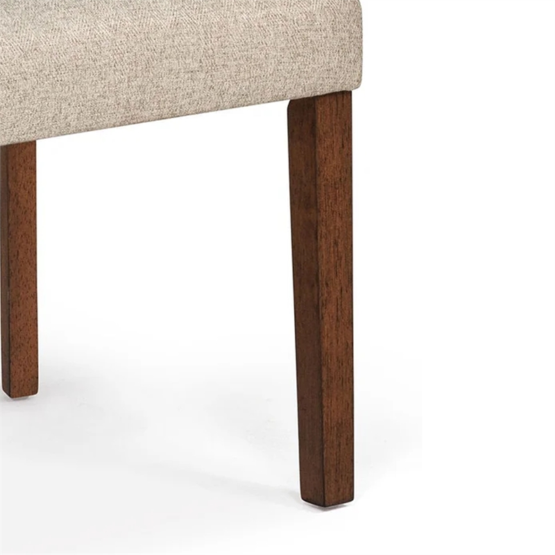 Goko Dining Chair Set of 2-Earthy Yellow Tufted Backrest-Brown Wood