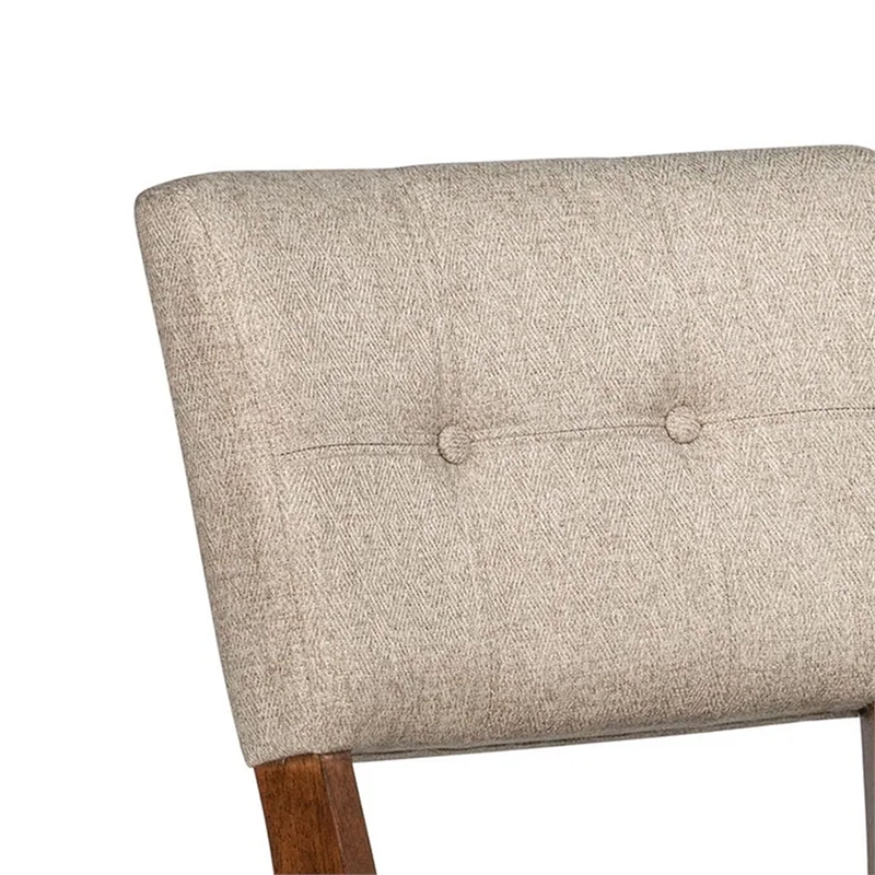 Goko Dining Chair Set of 2-Earthy Yellow Tufted Backrest-Brown Wood