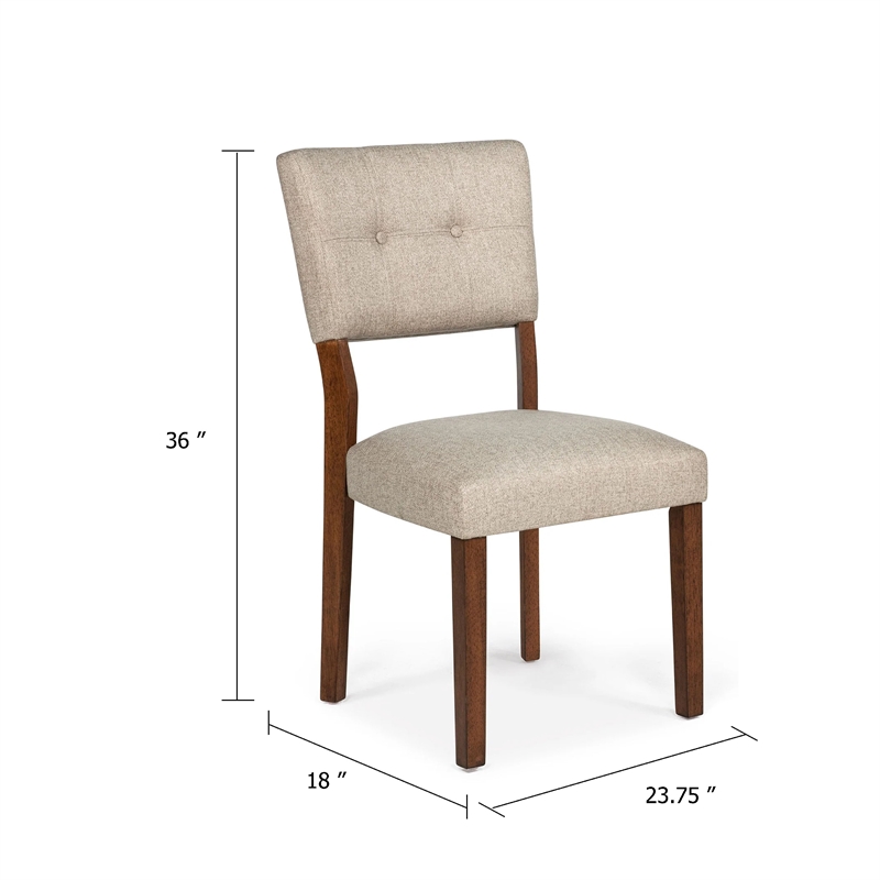 Goko Dining Chair Set of 2-Earthy Yellow Tufted Backrest-Brown Wood