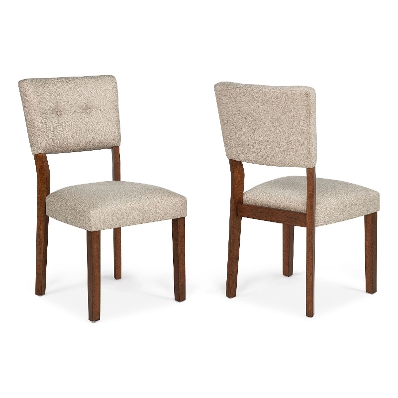 Goko Dining Chair Set of 2-Earthy Yellow Tufted Backrest-Brown Wood
