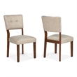 Goko Dining Chair Set of 2-Earthy Yellow Tufted Backrest-Brown Wood
