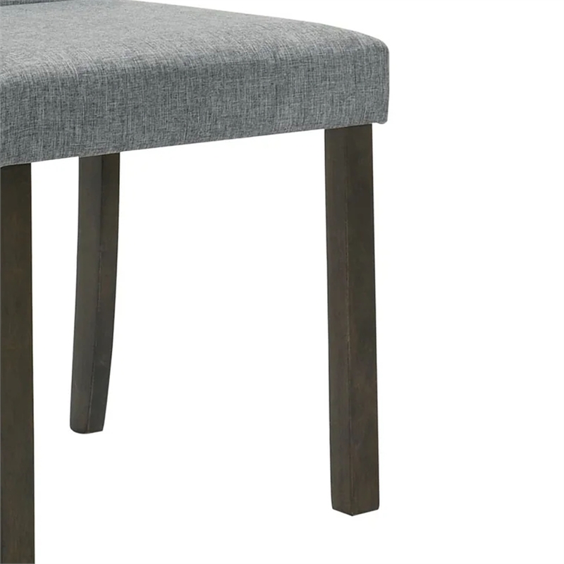 Muly Side Dining Chair Set of 4-Fabric Seating-Gray Brown Wood