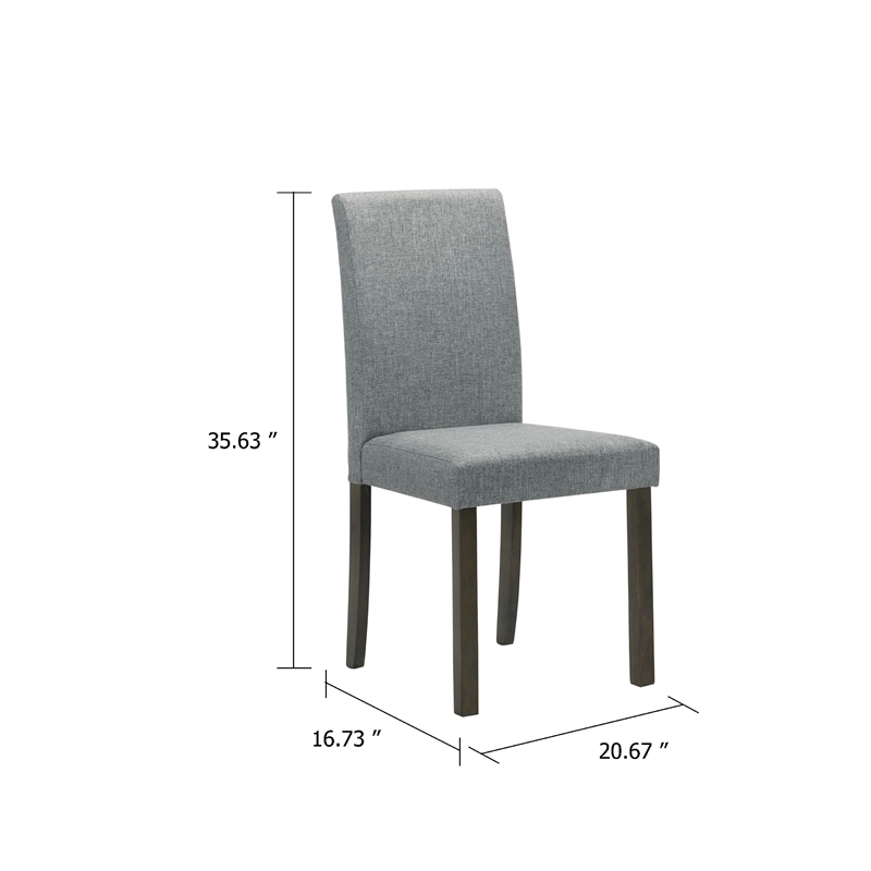 Muly Side Dining Chair Set of 4-Fabric Seating-Gray Brown Wood