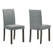 Muly Side Dining Chair Set of 4-Fabric Seating-Gray Brown Wood