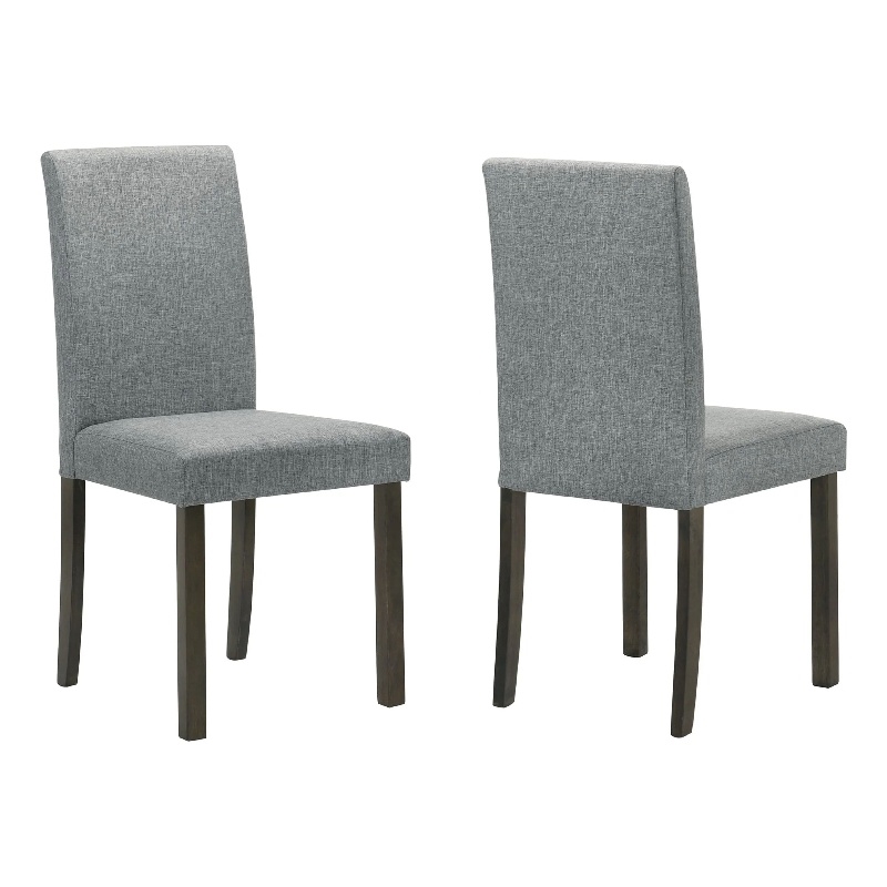 Muly Side Dining Chair Set of 4-Fabric Seating-Gray Brown Wood