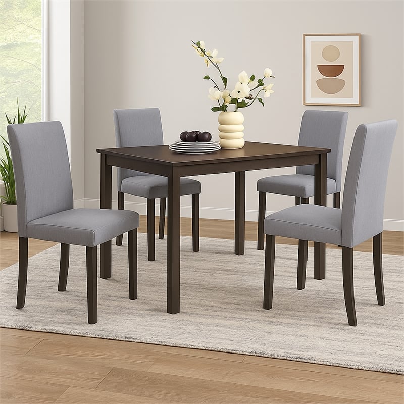 Muly Dining Table-43 Inch Rectangular Top-Gray-Brown Wood Legs