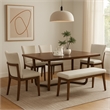 Lere Dining Chair Set of 2-Beige Fabric-Antique Style Brown Wood