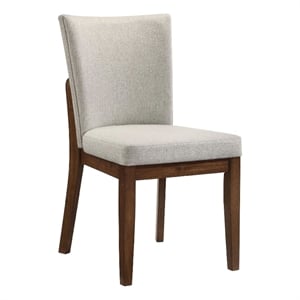 Lere Dining Chair Set of 2-Beige Fabric-Antique Style Brown Wood
