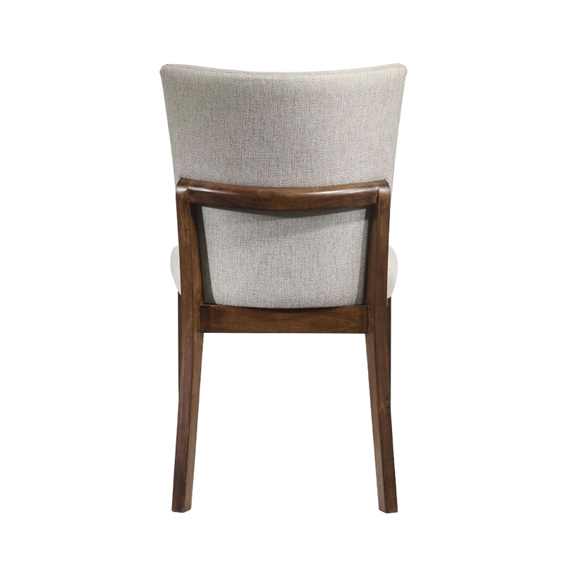 Lere Dining Chair Set of 2-Beige Fabric-Antique Style Brown Wood