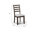 Wogy Side Dining Chair Set of 2-Brown Wood Ladder Backrest-Off White Seats