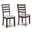 Wogy Side Dining Chair Set of 2-Brown Wood Ladder Backrest-Off White Seats