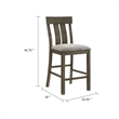 Omal Counter Height Dining Chair Set of 2-Brown Slatted Back-Gray Fabric