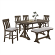 Omal Counter Height Dining Chair Set of 2-Brown Slatted Back-Gray Fabric