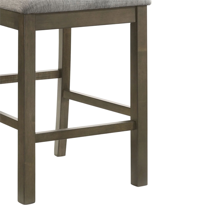 Omal Counter Height Dining Chair Set of 2-Brown Slatted Back-Gray Fabric