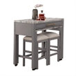Helly 3pc Counter Height Table and 2 Stool Set-Gray Faux Marble Top