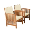 Kaila 4pc Patio Sofa-Chair and Coffee Table Set-Beige Cushions-Brown Wood