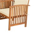 Kaila 4pc Patio Sofa-Chair and Coffee Table Set-Beige Cushions-Brown Wood