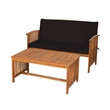 Kaila 4pc Patio Sofa-Chair and Coffee Table Set-Black Cushions-Brown Wood