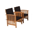 Kaila 4pc Patio Sofa-Chair and Coffee Table Set-Black Cushions-Brown Wood