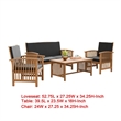 Kaila 4pc Patio Sofa-Chair and Coffee Table Set-Black Cushions-Brown Wood