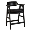 Zsy Counter Stool Chair-Open Back-Black Birch Wood and Faux Leather
