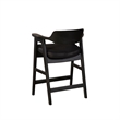 Zsy Counter Stool Chair-Open Back-Black Birch Wood and Faux Leather