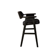 Zsy Counter Stool Chair-Open Back-Black Birch Wood and Faux Leather
