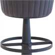 Myra Mushroom Counter Stool-Black Ribbed Leather-Dark Gray Iron Base