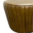 Myra Mushroom Counter Stool-Brown Ribbed Leather-Dark Gray Iron Base