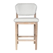 Fela Counter Stool Chair-Ivory White and Back-Natural Brown Wood