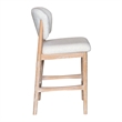 Fela Counter Stool Chair-Ivory White and Back-Natural Brown Wood