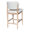 Fela Counter Stool Chair-Ivory White and Back-Natural Brown Wood