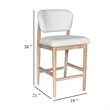 Fela Counter Stool Chair-Ivory White and Back-Natural Brown Wood