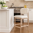 Fela Counter Stool Chair-Ivory White and Back-Natural Brown Wood