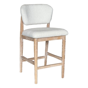 Fela Counter Stool Chair-Ivory White and Back-Natural Brown Wood