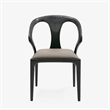 Cid Syla Dining Chair-Black Ash Wood Frame-Faux Leather Seat