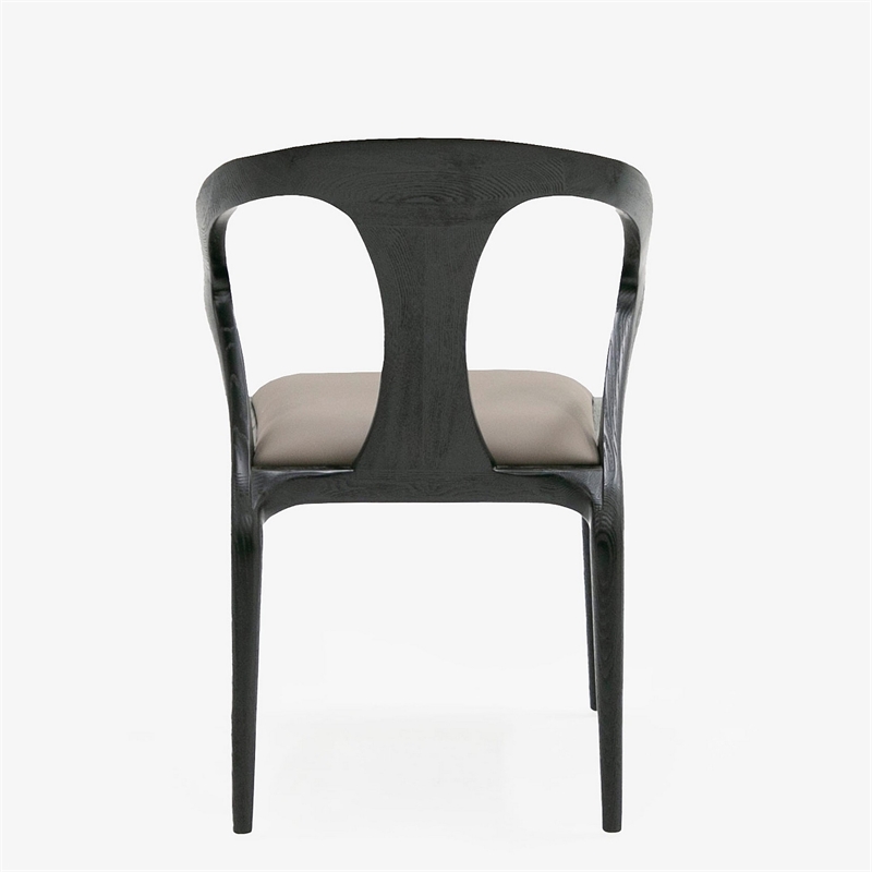 Cid Syla Dining Chair-Black Ash Wood Frame-Faux Leather Seat