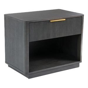 Noe Celia Nightstand-Retro Gray Rubberwood and Faux Wood-32 Inch