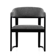 Cid Mary Dining Chair-Gray Fabric-Curved Black Solid Rubberwood Frame