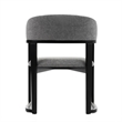 Cid Mary Dining Chair-Gray Fabric-Curved Black Solid Rubberwood Frame