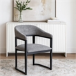 Cid Mary Dining Chair-Gray Fabric-Curved Black Solid Rubberwood Frame
